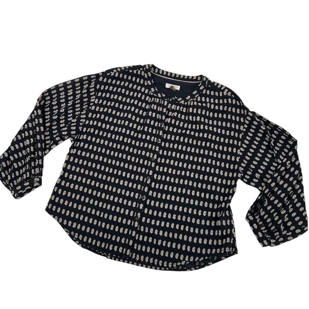 Anthropologie Pilcro Tavi Textured Navy Long Sleeve Size Large